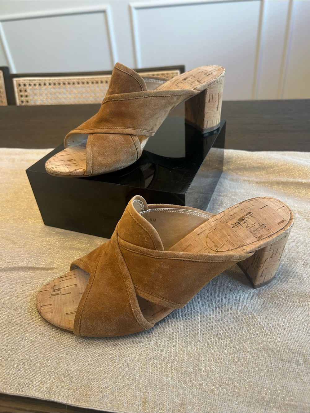 🤎 Vaneli “Merana” Suede Cork Heel Mule Sandals 
| Size 6M | Like New